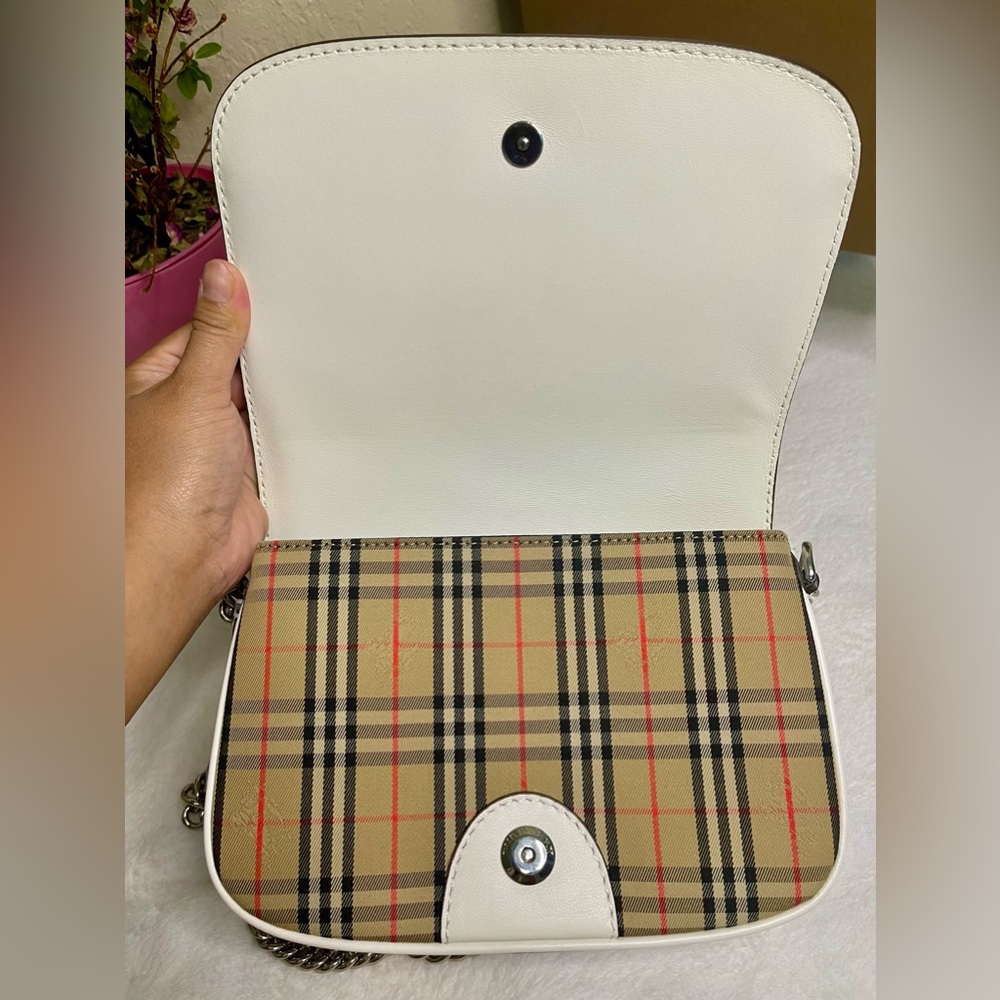 Like New Burberry Calfskin 1983 Knight Check Link Shoulder Bag - Picture 9 of 14